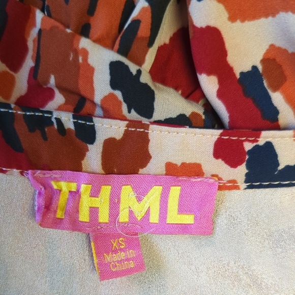 11409 THML Camo Midi Dress Red size XS bohemian summer spring resortwear preppy - Picture 9 of 11